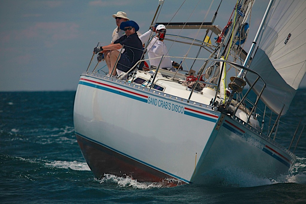 Paralympic champion Graeme Martin narrowly leads the jib and main fleet with Sand Crabs Disco - Cockburn Sound Regatta © Bernie Kaaks